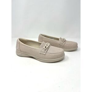 Skechers GO Step Lite Charming Natural Canvas Chain Detail Loafers Size 7